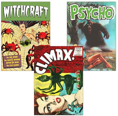 3er-Set Vintage Horror Drucke | A3 matte Kunstdrucke auf Archivpapier | Ungerahmt Retro 1950er Comic Book & Film Poster Ästhetik | Witchcraft, Pulp Fiction & Pin-Up Kunst | Gedruckt in Berlin