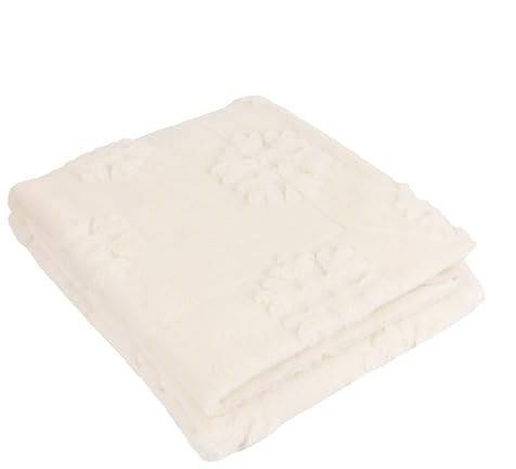 furn. Snowflakes Throw – Heavyweight Festive Winter Velvet Jacquard Blanket (Snow White - 150x200cm)