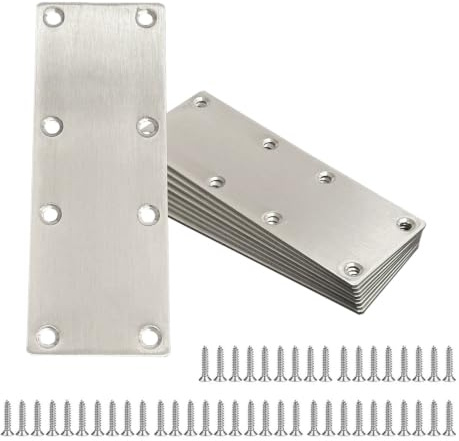 OMIDEAS 8 x Flache Verbindungsplatten (140 x 50 x 2) Befestigung Lochblech Metallwinkel für Holzschwellen Edelstahl Reparaturverbinder Silber