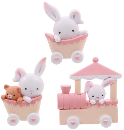 HEALEEP Kaninchen Harz Kuchenschmuck 3Er Set Handbemalte Hasenfigur Für Torte Party Cake Picks Nicht Essbare Kuchendekorationen Für Geburtstag Ostern Hochzeit Weihnachten