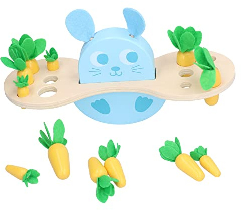 Hase Balance Ziehen Karotte Spiel Lernspielzeug Holz Balance Spiel Früherziehung Spielzeug für Kleinkinder