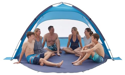 VEVOR Beach Tent Sun Shelter for 6 Person, UPF 50+ Protection, Portable Sun Shade Beach with Carrying Bag & Sand Pockets, Lightweight and Easy Setup Beach Umbrella for Camping Fishing Outdoor Picnic