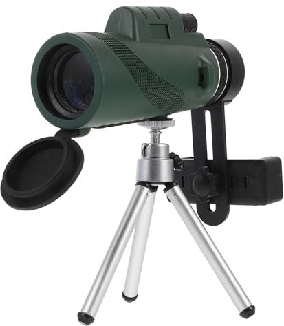 Zerodeko Telescopio Monocular 80x100 para Senderismo y Viajes para Adultos Diseño Militar Resistente y Compacto Color Verde Militar para Smartphone
