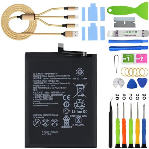 Batería para Huawei Mate 10/10 Pro/20/P20 Pro/Honor 20 Pro HB436486ECW | 4000mAh Kit de herramientas para llevar,reemplazar la bateria,Litio-polímero,para modelos:ALP-L29 ALP-L09 ALP-AL00 ALP-TL00