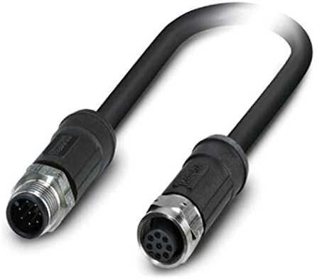 PHOENIX CONTACT SAC-8P-M12MS/2.0-28X/M12FS OD Sensor Aktor Kabel, 8 Polig, PE X Halogenfrei, 7021 RAL, 2m Kabellänge für Außenanwendungen mit Edelstahlrändel, Schwarz/Grau, 147.800g