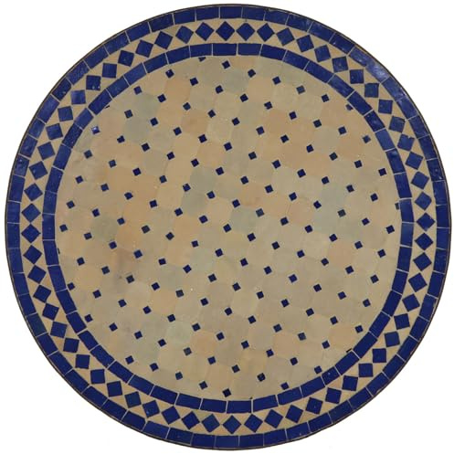 Casa Moro Gartentisch Rund 120cm – Mosaiktisch Terrassentisch Balkontisch Fliesentisch | Betontisch Esszimmer Tisch Esstisch Marokko