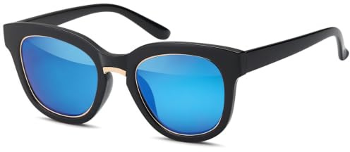 styleBREAKER Damen Nerd Sonnenbrille Oval Retro Flachglas | Kat. 3 UV400 Schutz, Vollrand-Gestell aus Polycarbonat und Metall, inkl. Mikrofaser-Putztuch und Kordel-Etui.
