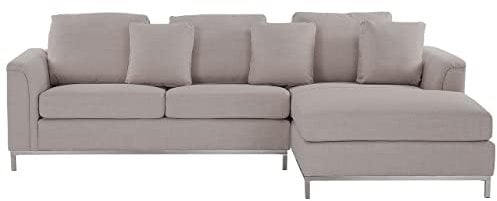 Beliani Modernes Ecksofa Polsterbezug 3 Zierkissen beige linksseitig Oslo
