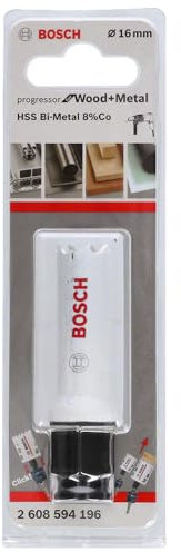 Bosch Professional Progressor for Wood and Metal Sierra de corona (para madera y metal, diámetro 16 mm, accesorios para taladro)