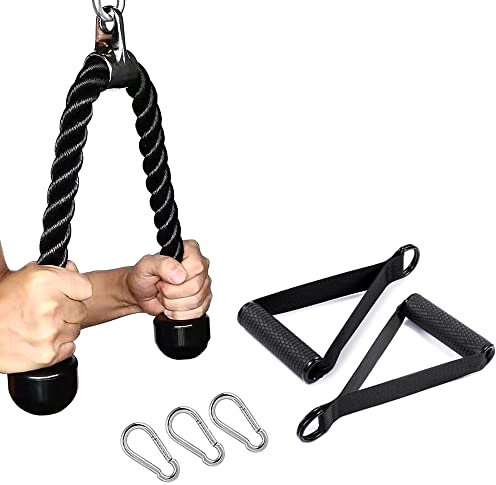 CMYKZONE Trizepsseil Kombination, Trizeps Bizeps Seil Cable Attachment, Trizeps Seil Schnur Mit LeistungsfäHigem Griff Und Karabiner, Hohe IntensitäT, Guter Trainingseffekt FüR Arm Krafttraining