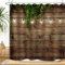 ZXMBF Rustikaler Duschvorhang aus Holz, grüne Blätter auf Vintage-Holz, Landhaus-Thema, Grunge Planken, Scheunenhaustür, wasserdichter Stoff, Badezimmer-Dekoration, 183 x 183 cm, Kunststoffhaken, 12