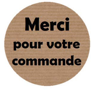100 selbstklebende Etiketten aus Kraftpapier für Ihre Bestellungen ` Merci pour votre commande` Text in Französisch