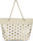 styleBREAKER Große Strandtasche mit Metallic Punkte Print | Damen Shopper mit Kordelhenkel und Reißverschluss | Badetasche im Boho Look | 56 x 38 x 17 cm, Farbe:Beige-Gold