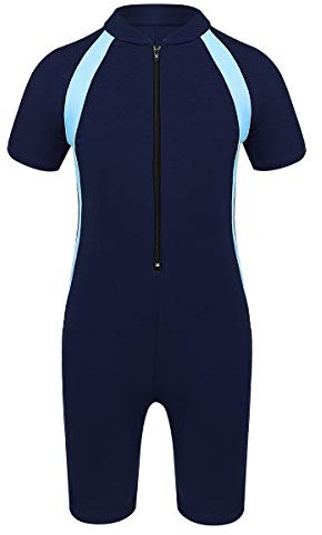 YiZYiF Unisex Costume da Bagno Muta da Sub Rashguard Manica Corta Tuta Intero da Bagno Bambini Ragazzi per Sport Acquatici da Nuoto Blu Scuro 8-10 Anni