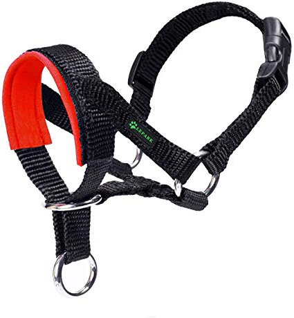 Hundehalfter Mit Gepolstertem Stoff, Halfterhalsband Für Hunde, Verstellbar Und Ziehen verhindert. (L,Rot)