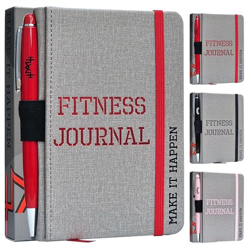 Maletics - A6 Pocket Fitness Journal - Stoffeinband, Stahlstift & Lesezeichen - Set 15 Ziele - Track 93 Workouts - Messen Sie Fortschritt & Protokollieren 24 persönliche Aufzeichnungen