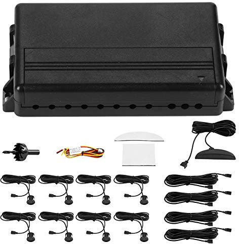 Sensores de estacionamiento de respaldo, zumbador de radar de respaldo inverso para automóvil de monitor de detector de estacionamiento LED con sensor de radar 8
