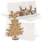 Logbuch-Verlag 3 Weihnachskarten silber weiß braun shabby chic mit Kuvert + Weihnachtsbaum aus Holz - Karte mit Geschenk