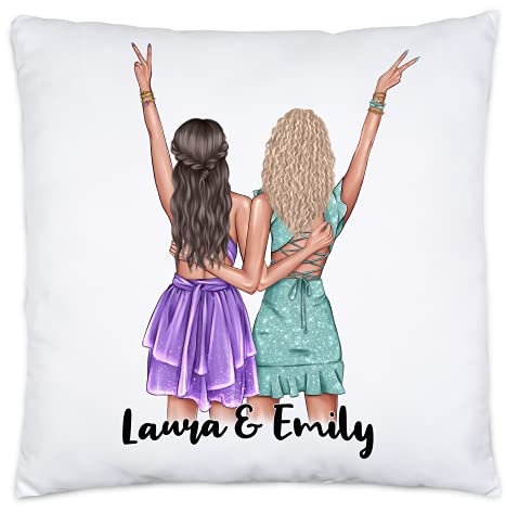 Kiddle-Design Beste Freundinnen Kissen | 40x40cm inkl. Füllung Personalisiert mit Name Geschenk Geburtstag Beste Freundin Freundinnengeschenk