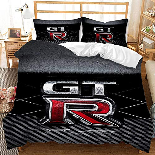 SK-PBB Auto aus 3D-Druck Bettwäsche-Set Bettwäsche Bettbezug · Kinderbettwäsche für Sportwagen · 3 teilig · 1 Kissenbezug + 1 Bettbezug 100% Polyesterfaser (A10,135x200cm(80x80))