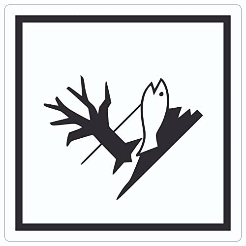 Aufkleber Quadrat Kennzeichen UmweltgefährdendSymbol Fisch Wasser Baum 75x75mm