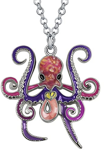 Emaille Legierung Niedlicher Oktopus Halskette Tintenfisch Kettenanhänger Ozean Mode Schmuck Charms Geschenke für Frauen Mädchen