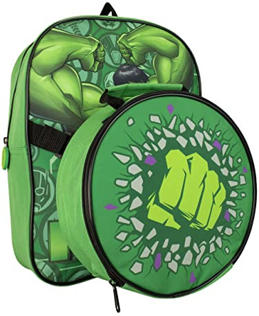 Marvel Niños Mochila y bolsa de almuerzo Hulk Verde