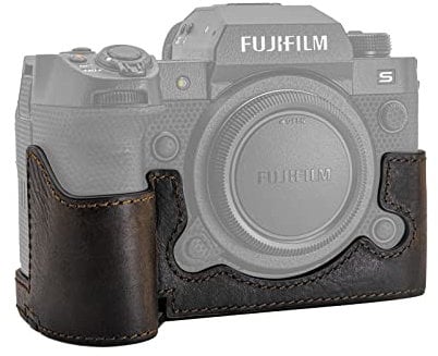 MUZIRI KINOKOO Fuji XH2S/X-H2S Case, Prorective Case Compatible for Fujifilm XH2S/X-H2S/XH2 Camera - Genuine Leather Camera Half Case with Hand Grip and Opening Bottom -Coffee
