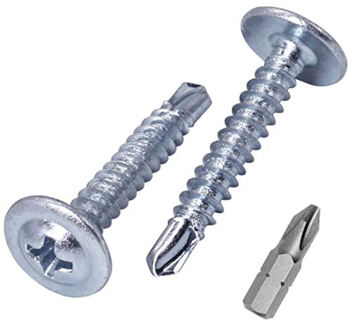 SKIR'CO Lot de 300 vis autoforeuses plaquées zinc 4,2 x 25 mm, vis à tôle en métal, tête bombée modifiée au pH