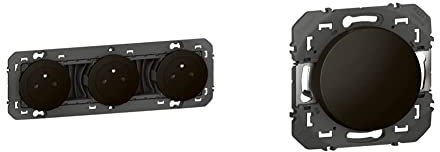 Legrand - Triple prise de courant 2P+T Surface dooxie 16A précâblées finition noir - emballage blister & Interrupteur ou va-et-vient dooxie 10AX 250V~ finition noir - emballage blister