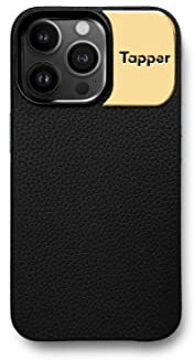Tapper Black Leather / 18K Gold Plated Case for iPhone 13 Pro with MagSafe