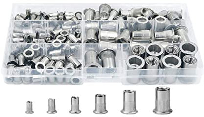 120 Stück M3 M4 M5 M6 M8 M10 Nietmuttern Set 304 Edelstahl Flachkopf Gewindeeinsatz Mutter Niet Cap Set Gewindeeinsatz Mutter Edelstahl