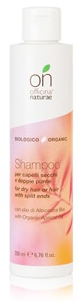 Officina Naturae | Shampoo per Capelli Secchi e Doppie Punte Bio, con Olio di Nocciolo di Albicocca Bio, Senza Solfati, Formula Bio, Profumo di Pesca, Cocco, Arancio e Mughetto, 200ml