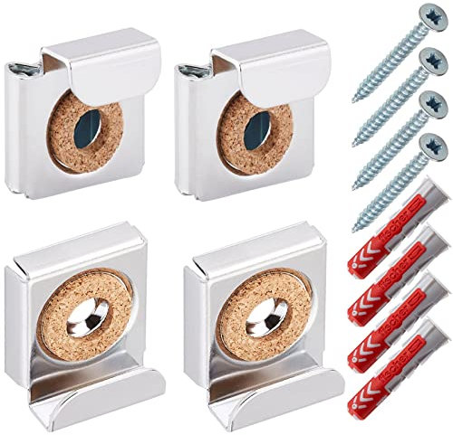 3 Sets SOTECH Spiegelklammern für rahmenlose Spiegel bis 6 mm Materialstärke | Bildhalter Tragkraft 15 kg und Wandabstand 9 mm | Spiegelhalter inkl. Befestigungsschrauben & Fischer Duo Power Dübeln