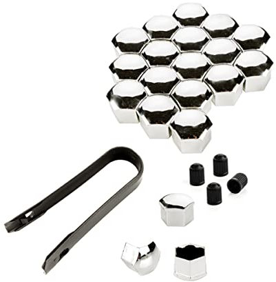 LST 20x Felgen Kappen Sechskant Radschraube Abdeckkappen chromfarben Set 17 mm