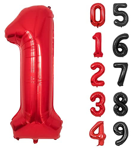 Folienballon Zahl 1 Rot XXL Riesen Folienballon Mylar Helium Luftballon 1. Geburtstag für Junge Mann Frau 1. Jahre Geburtstagsdeko Jubiläum Deko