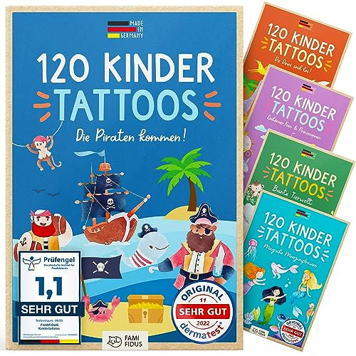 Famifidus 120 hautfreundliche Kinder Tattoos I Dermatologisch SEHR GUT I Tattoo MADE IN GERMANY I Unsere Tattoos für Kinder