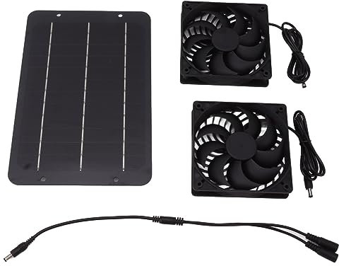 Zerodis 10W Solar Panel Kit with Dual Fan for Greenhouse, Chicken House, Doghouse, Pet Houses and Shed