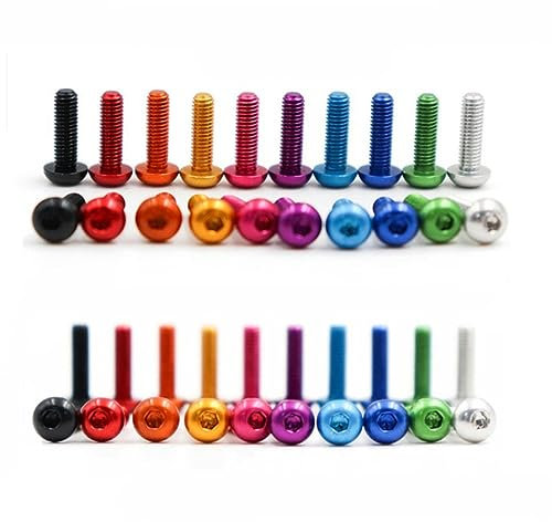 10 pz ISO7380 Vite Tonda a Brugola in Alluminio M3 M4 M5 M6 Lega di Alluminio Colorata Bulloni a Testa Esagonale con Esagono Incassato Vite a Macchina-M3x8,Oro