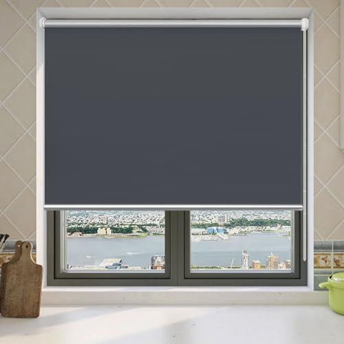 Doppelrollo Klemmfix Ohne Bohren 40 x 170 cm Blickdicht Hitzeschutz Seitenzugrollo Verdunkelungs-Rollo Höhe Stufenlos Verstellbar für Fenster & Tür, Dunkelgrau