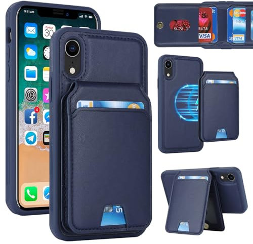 Zouzt for iPhone XR Detachable 2 in 1 Wallet Case with Card Holder for Magsafe, Magnetic PU Leather Flip Credit Slot Protective Phone Cover Women Men for iPhone XR 6.1 Inch - Blue