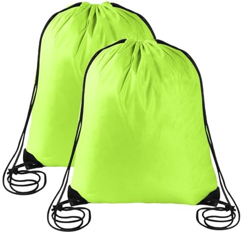 Sliverdew Rucksack Mit Kordelzug, Schwarz und Leuchtend Grün, für Fitnessstudio, Großpackung, Sack, 40 × 35cm