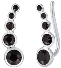 Elli Ohrringe Damen Earcuff Geo mit Kristallen in 925 Sterling Silber, Silberfarben