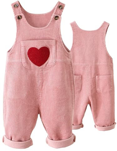Happy Cherry Salopette in Velluto a Coste Bambini Tuta Pantaloni con Bretelle Regolabili Pagliaccetto Neonata Senza Maniche per Primavera Autunno Taglia 2-3 Anni