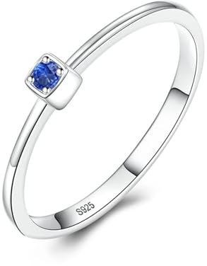 Epinki Schmuck Sterling 925 Silber Verlobungsring Frauen, Klassiker Form Trauringe Frauen mit Blau Zirkonia Rund, Sterling Silber Ring Vintage Gr.60 (19.1)