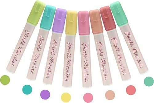 SMOOTHERPRO Pennarelli Gesso Liquido per Lavagna Cancellabili a Secco 8 Pz | Colori dei Macaron, per Finestre e Vetro, Scrittura Fluida, Tratto Preciso, per Ufficio, Scuola, Casa