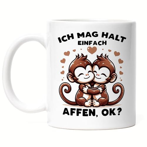 Hey!Print Ich mag halt einfach Affen, ok? Süße Affen Tasse Weiß - Affe Haustier Freude