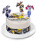 Kardasis Transformers Tortenaufleger mit Papierfiguren | Essbarer Aufleger für Torten und Kuchen | Tortendekoration für den Transformers Themengeburtstag | 20cm + 4 band 28x4cm + 3 Figuren