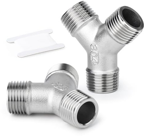 ERGAOBOY 5 pièces en acier inoxydable 304 3/8 BSP mâle en forme de Y à 3 voies pour eau/huile/gaz
