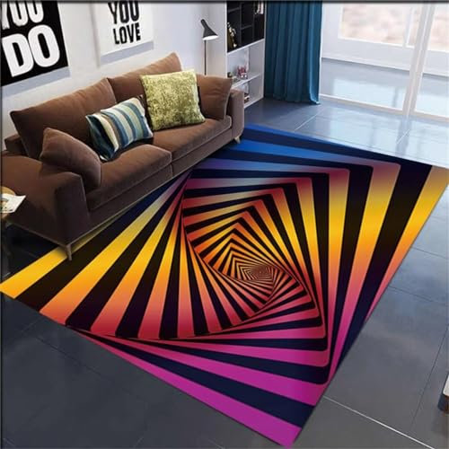 RUGMRZ Bettumrandung Teppich Baby Mädchen 70X120Cm Kinderzimmer Maedchen Gelb Pflegeleichter Wohnzimmerteppich Jungenschlafzimmerteppich Abstraktes Streifenmuster